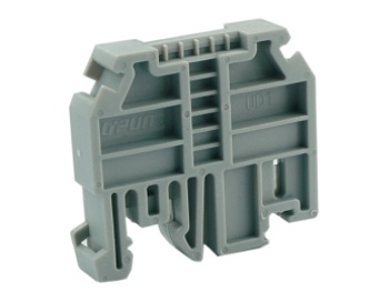 Концевой стопор UD1(GY) - Концевой стопор на рейку DIN35, тип зажима: защелка, ширина: 9,5 мм, цвет: серый, пластик