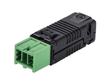 Разъем BST14i2F S1 ZR1 S MGN01 - Вилочный разъем на кабель диам. 5,5 - 6,5 мм, 2 полюса, пружинная фиксация, KNX, номинальное напряжение: 50V, номинальный ток: 3A, цвет контактной вставки: зеленый, цвет корпуса: черный, серия gesis BST14i2