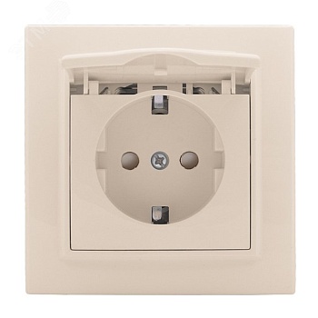 Розетка 1-местная СП с/з Минск с крышкой 16А бежевая с защ. штор. ERR16-029-200