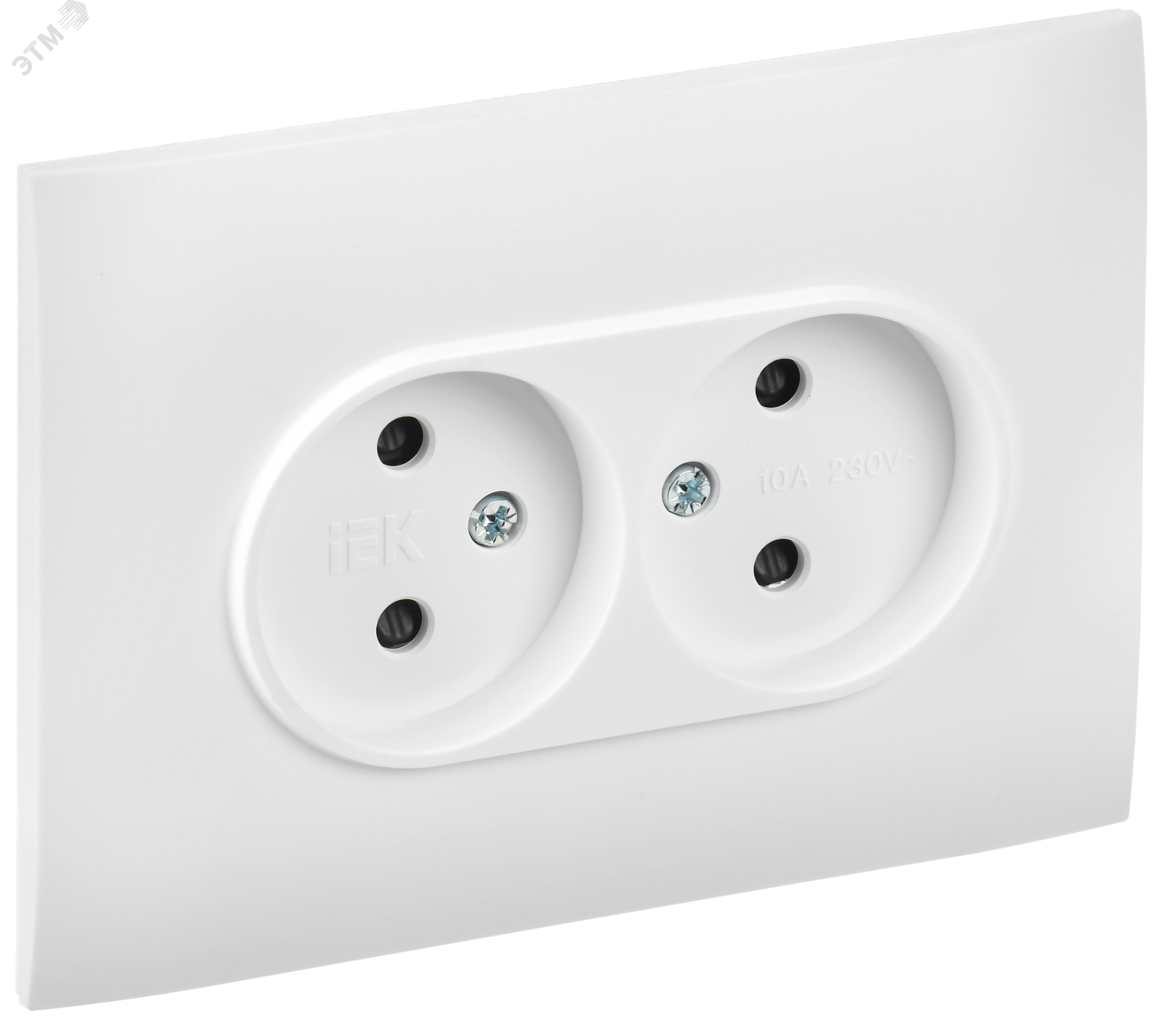 SKANDY Розетка 2-местная без заземления с защитными шторками 10А в сборе SK-R09W арктический белый IEK SK-R23-10-K01-F