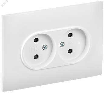 SKANDY Розетка 2-местная без заземления с защитными шторками 10А в сборе SK-R09W арктический белый IEK SK-R23-10-K01-F