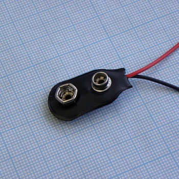 колодка КРОНА с проводом тип1 - разъем для подключения батарейки 6F22 (Крона) провод выведен сбоку