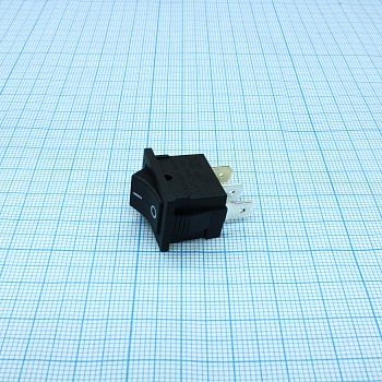 RK2-16 1X1 B/B"0-" - Выключатель клавишный ON-OFF 3 вывода без подсветки цвет корпуса (черный) цвет кнопки (черный)