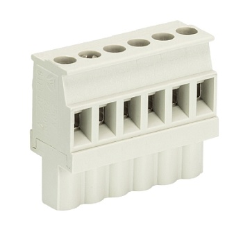 Розетка Wiecon 8213 B / 6 VL OB - Розеточный разъем, прямой, на кабель, шаг 5,08 мм, 6 полюсов, номинальное сечение: 2,5 мм кв., винтовая фиксация провода, 400V, 12А, без маркировки, цвет: серый, серия 8213 B VL