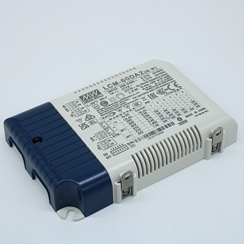 LCM-60DA2 - AC-DC, 60.3Вт, стабилизация тока, вход 180…295В AC, 47…63Гц /254…417В DC, выход 500…1400мA/2…90В, ККМ, изоляция 3750В AC, пластиковый корпус 123.5х81.5х23мм, -30…+90°С, димминг кнопкой и DALI-2