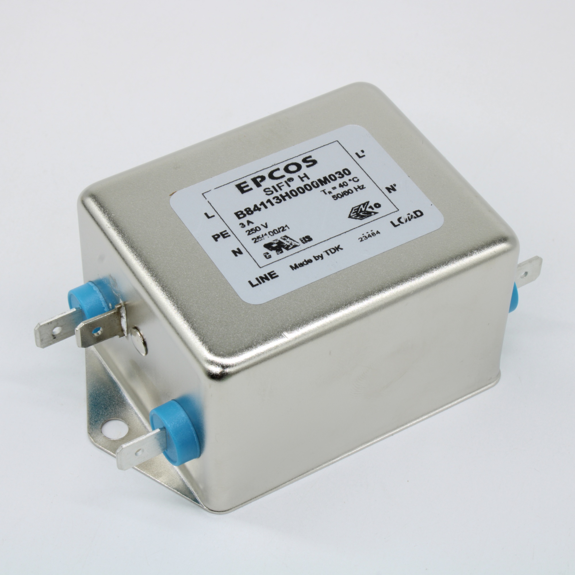 B84113H0000M030 - Фильтр линии питания двухпроводный 50Гц/60Гц 3A 250В резьбовая шпилька фланцевое крепление медицинского применения