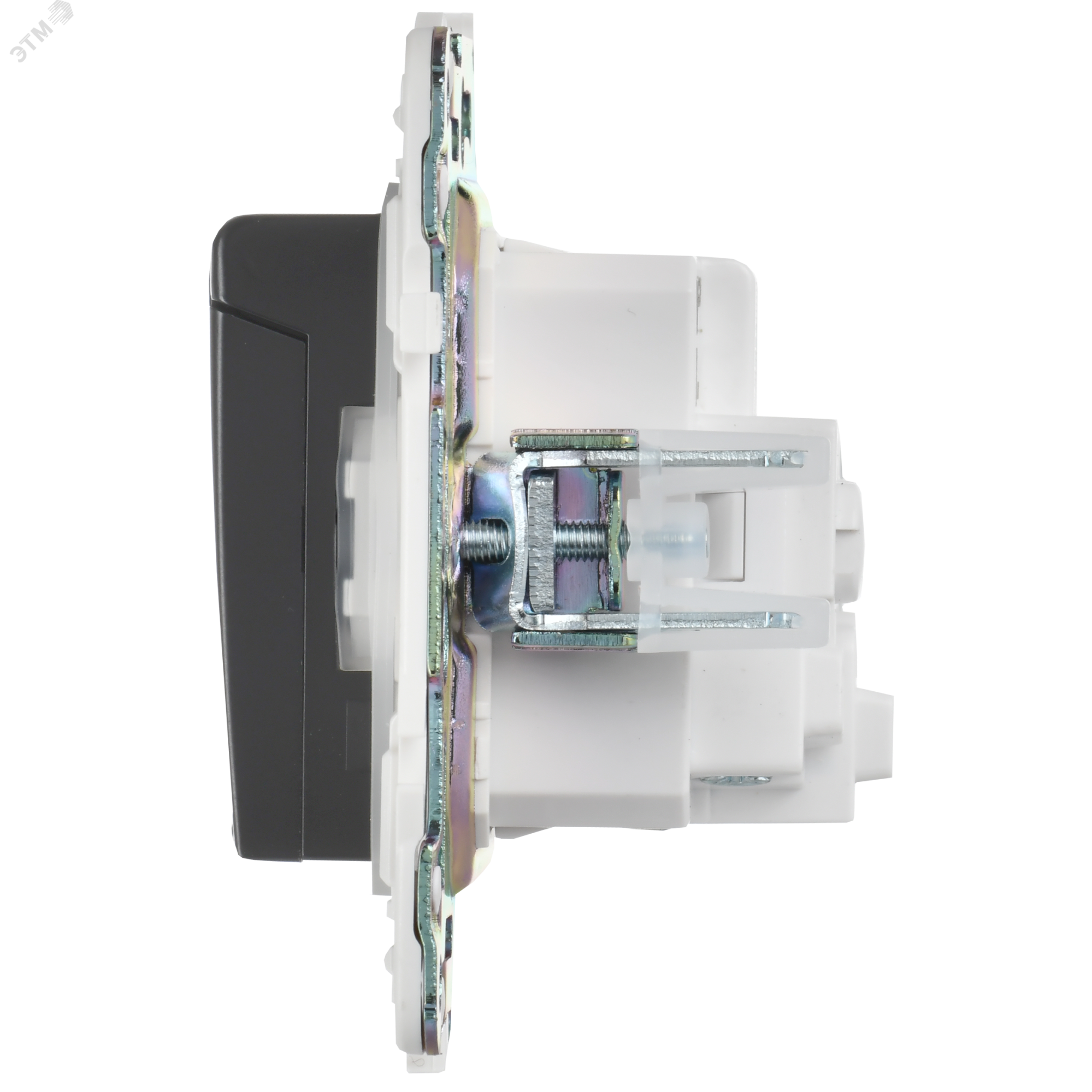 SKANDY Розетка 1-местная с заземлением с защитными шторками и крышкой 16А IP44 SK-R11G графит IEK SK-R16-16-44-K53