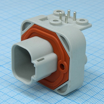 DT13-4P-001 - Разъем герметичный на плату с фиксацией на панель 4-х контактный угловой