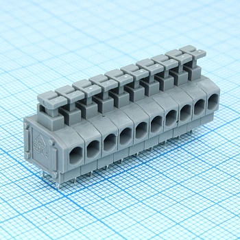 DG235-3.96-10P-11-00A(H) - Нажимной безвинтовой клеммный блок 10 контактов. Зажим типа торцевой контакт. Серия DG235-3.96