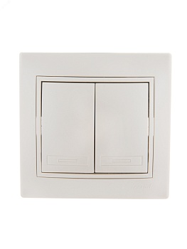 Выключатель 2-кл. СП Mira 10А IP20 со вставкой жемчуж./бел. перламутр. 701-3030-101