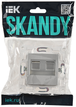 SKANDY Розетка компьютерная двойная RJ45 кат.5E SK-K03S серебряный IEK SK-K20-1-K23