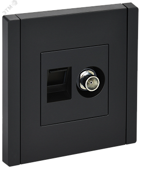 FORTE&PIANO Розетка двойная TV+RJ45 кат.5E FP136 черный IEK FP-AK20-1-K02