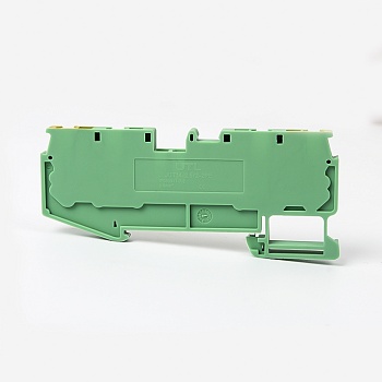 Заземляющая клемма JUT14-2.5/2-2PE - Заземляющая клемма, 4 точки подключения, тип фиксации провода: пружинный, номинальное сечение: 2,5 мм кв., 800V, ширина: 5,2 мм, цвет: желто-зеленый, тип монтажа: DIN35