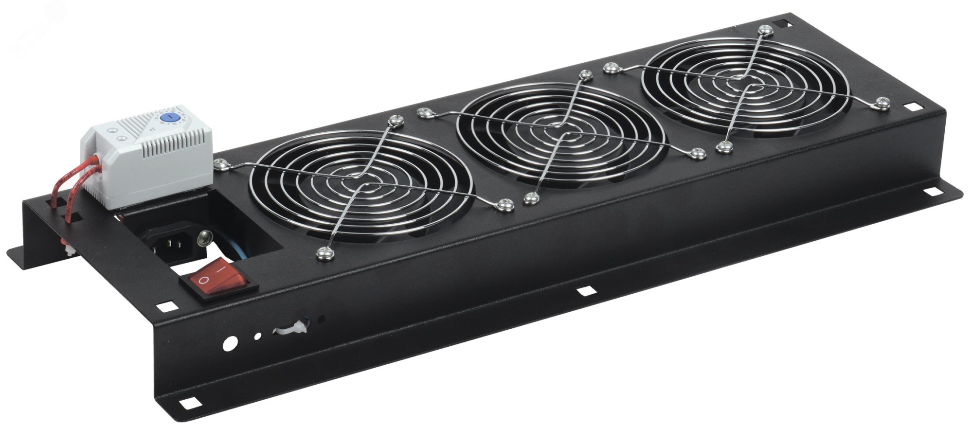 Панель вентиляторная с выключателем и термостатом 3 модуля черная FM05-32M