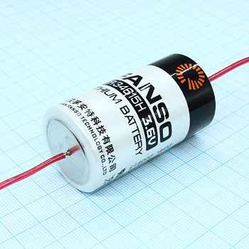 ER34615H/P - Li, SOCl2 батарея типоразмера D, 3.6 В, 19 Ач, аксиальные проволочные выводы, -55...85 °C