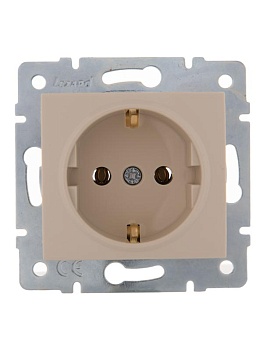 Розетка 1-м СП Karina с заземл. термопласт механизм крем. 707-0388-122B
