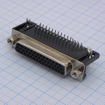 DS1038-44FBNSIA74-0CC - D-SUB разъем высокой плотности, пайка на плату, прямой угол, розетка