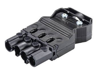 Разъем GST18i4S S1 Z R1 - Вилочный разъем на кабель диам. 6,5 - 12 мм, 4 полюса, винтовая фиксация, номинальное напряжение: 250/400V, номинальный ток: 20A, цвет: черный, серия gesis GST18i4