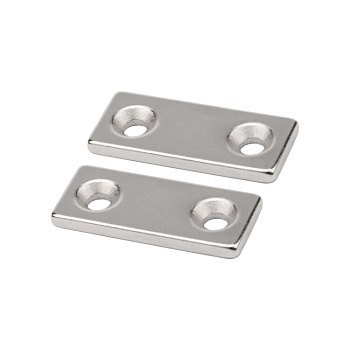 Неодимовый магнитный прямоугольник 35х15х3 мм с 2 зенковками 8х4 мм (упаковка 1 шт.) 72-3703 - Магнит неодимовый