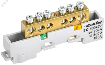 TEKFOR Шина PE земля неизолированная на универсальном держателе 8х12-6-Ж IEK TF-NN20-06-DL-K05