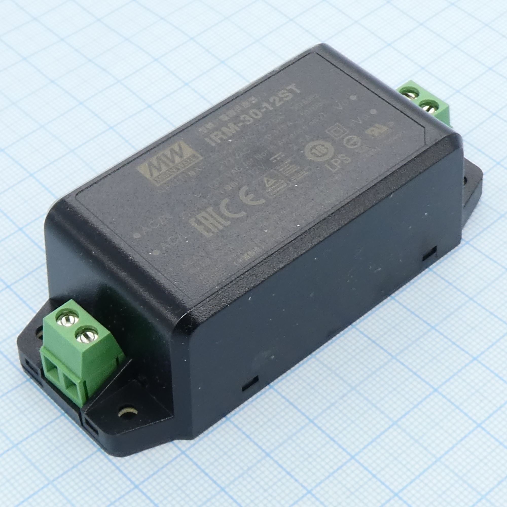 IRM-30-12ST - AC-DC, 30Вт, вход 85...264В AC 47...440 Гц, 120...370B DC, выход 12В/2.5А, изоляция 3000В AC, в корпусе на шасси, 91x39.5x28.5мм, -30...+70°C, винтовые зажимы