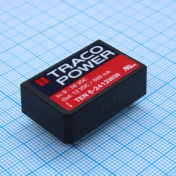 TEN 6-2412WIN - Преобразователь DC/DC на печатную плату вход 24В однополярный выход 12В 0.5A 6Вт 7-Pin DIP