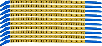 brd333202 - SCNG-13-2 клипсы  жёлтые, 300шт/упак, для провода 3,4-3,8мм диаметра, легенда 2