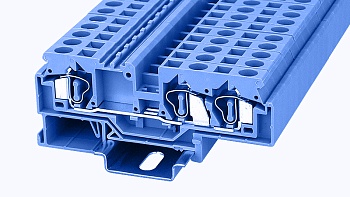 Проходная клемма WS6-TW-01P-12 - Проходная клемма, 3 точки подключения, тип фиксации провода: пружинный, номинальное сечение: 6 мм кв., 41A, 800V, ширина: 8 мм, цвет: синий, тип монтажа: DIN35