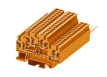 Этажная клемма TCD2.5-2-OG - Этажная клемма, тип фиксации провода: пружинный, номинальное сечение: 2,5 мм кв., 22A, 500V, ширина: 5,2 мм, цвет: оранжевый, тип монтажа: DIN