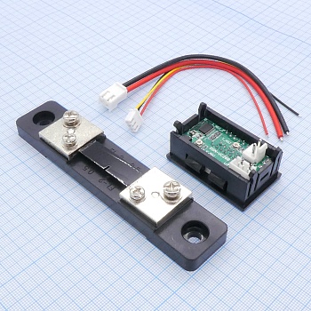 Вольтметр-амперметр в корпусе 0.56" 50А - Vcc Красный тонкий Питание прибора (+3.5 — 30 В) GND Черный тонкий Общий/земля Vin Желтый тонкий Измерение напряжения (0 — 100 В) I+ Красный толстый Вход тока + (0 — 49.99 А) I- Черный толстый Вход тока —