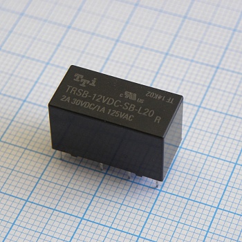 TRSB-12VDC-SB-L20-R - Катушка: 12 В 0,20 Вт 720 Ом Контакты: 2 переключающих 2 А 125 В перем. Материал: AgNi+Au Габариты 20,2х10,0х11,5 мм