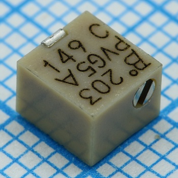 PVG5A203C03R00 - Потенциометр многооборотный керметный 20кОм ±10% 0,25Вт 4.8х8.8х5.3мм