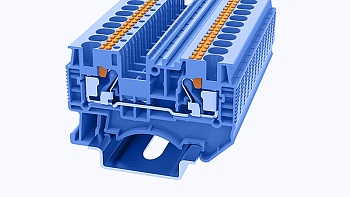 Проходная клемма DS4-01P-12 - Проходная клемма, тип фиксации провода: Push-in, номинальное сечение: 4 мм кв., 32A, 800V, ширина: 6,2 мм, цвет: синий, втычная перемычка, тип монтажа: DIN35