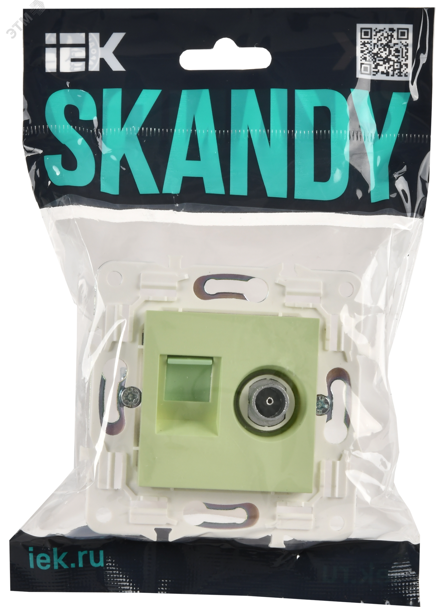 SKANDY Розетка двойная TV+RJ45 кат.5E SK-A14G мятный IEK SK-AK20-1-K06