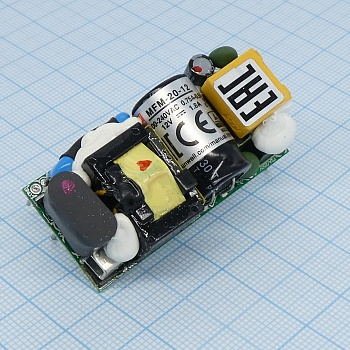 MFM-20-12 - AC-DC med, 21.6Вт, вход 80...264В AC 47...440 Гц, выход 12В/1.8А, изоляция 4000В AC, на плате 49х23.8х23мм, -35...+85°C