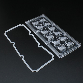 ALST173D12LEDT4B - Групповая прямоугольная линза 2x6 на 12 светодиодов 3030/3535/5050, эфф=93%, диаграмма T4 , 173x71mm   H:mm, PMMA