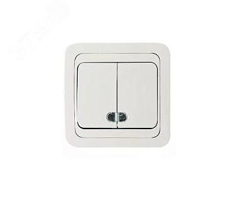 Выключатель 2-кл. СП Mimoza 10А IP20 с подсветкой бел./бел. 12023