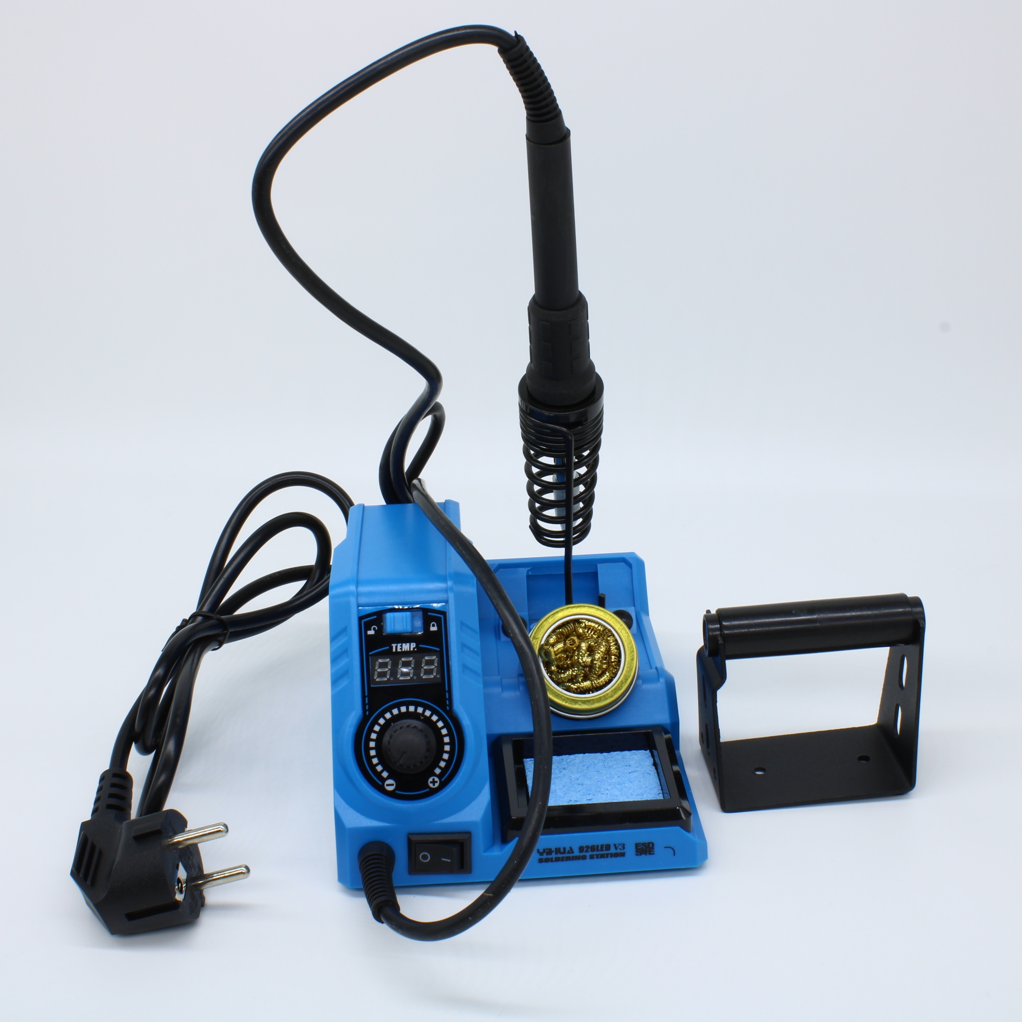 YIHUA 926 LED V3 Blue color - Паяльная станция 130Вт, паяльник YH928D-I 60 Вт, регулировка температуры нагрева 200°C~500°C, в комплекте с подставкой и губкой для чистки жала