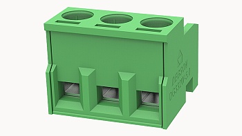 PCB клемма DG332W-5.0-03P-14 - Розеточный разъем, PCB, на кабель, шаг 5 мм, 3 полюса, сечение проводников: 1.5 мм кв., винтовая фиксация провода, 250V, 12А, цвет: зеленый, серия DG332W