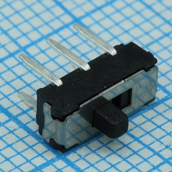 JS202011CQN - Переключатель движковый вертикальный две группы (ON-ON) 0.3А 6В высота движка 2мм, 5000 циклов, монтаж в отверстие роccыпь