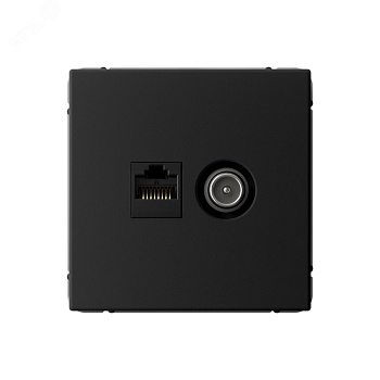 Розетка компьютерная + телевизионная 2-м ArtGallery RJ45 + TV кат.5E карбон SE GAL001089