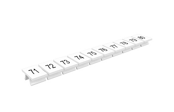 Маркировка  310801/71...80 - Маркировочные шильдики для клемм TU/TP/TC, сечением 10 мм кв., 10 шильдиков, нанесенные символы: 71…80, с горизонтальным, расположением, цвет белый