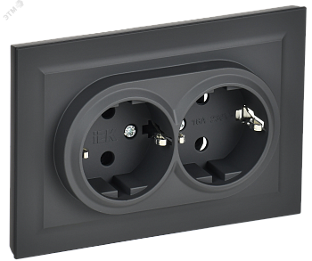 Розетка 2-м СП BRITE РС12-3-БрГ 16А в сборе с заземл. без защ. шторок графит BR-R21-16-K53-F