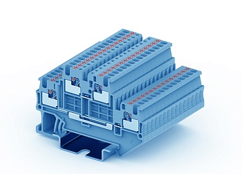 Этажная клемма TPD1.5-2-BU - Этажная клемма, тип фиксации провода: push-in, номинальное сечение: 1,5 мм кв., 16A, 500V, ширина: 3,5 мм, цвет: синий, тип монтажа: DIN 35