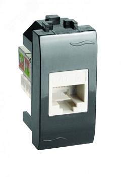 Розетка компьютерная 1-м СП 1мод. Brava RJ45 кат.5E черн. 77654N