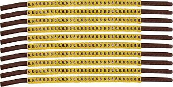 brd333906 - SCNG-15-6 клипсы жёлтые, 300шт/упак, для провода 3,8-4,6мм диаметра, легенда 6