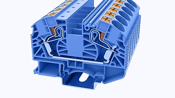 Проходная клемма DS16-01P-12 - Проходная клемма, тип фиксации провода: Push-in, номинальное сечение: 16 мм кв., 76A, 1000V, ширина: 12,2 мм, цвет: синий, втычная перемычка, тип монтажа: DIN35