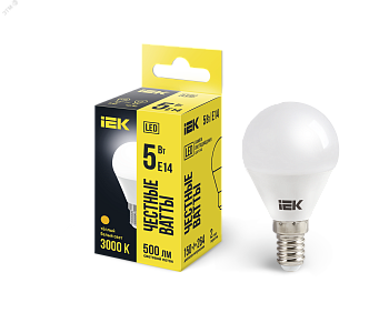 Лампа светодиодная Eco G45 5Вт шар 3000К тепл. бел. E14 450лм 230-240В LLE-G45-5-230-30-E14