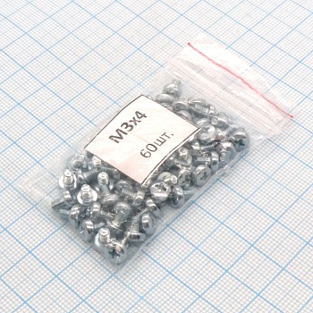 Винт М3.0х 4 (60шт.) п/к (крест) - Винт М3.0х 4 (60шт.) п/к (крест)