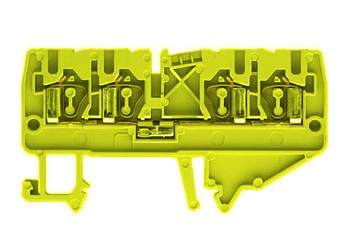 Клемма сдв. WKF 2,5/D2/2/35 GELB - Проходная клемма, 4 точки подключения, тип фиксации провода: пружинный, номинальное сечение: 2,5 мм кв., 24A, 800V, ширина: 5 мм, цвет: желтый, тип монтажа: DIN 35